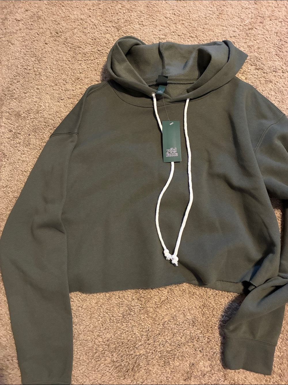 wild fable Olive Green Cropped Hoodie